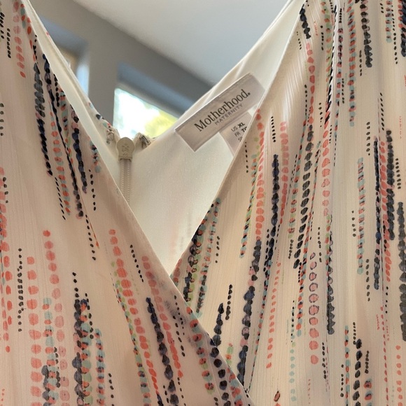 Motherhood Maternity Xl Womens Maxi Flow Photograph V Neck Tie Zip Lined Formal - Picture 8 of 15